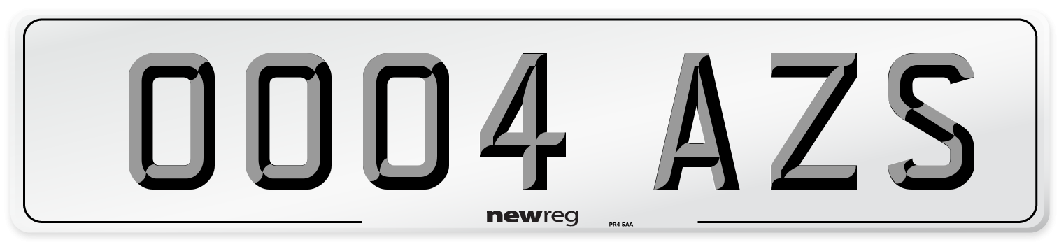 OO04 AZS Number Plate from New Reg